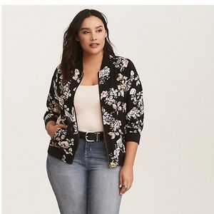 Twill floral bomber jacket